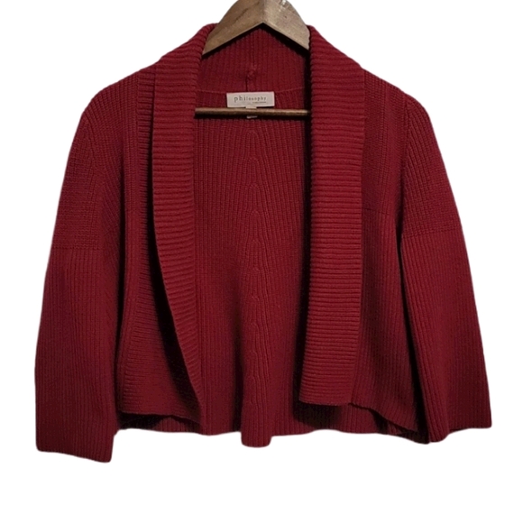 Philosophy Red Ribbed Knit Cropped Cardiga… - Picture 1 of 11